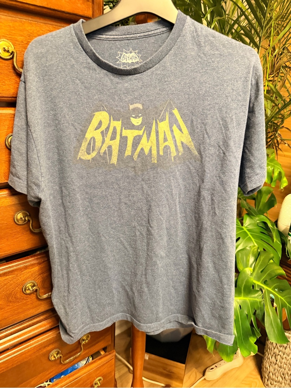 3 for $15 sale - Batman Graphic Tee in Navy with Pale Yellow Logo